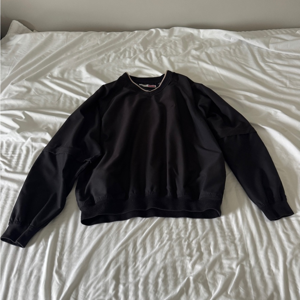 Vintage Grand Slam Black V-Neck Golf Windshirt Pullover Mesh Lined Medium